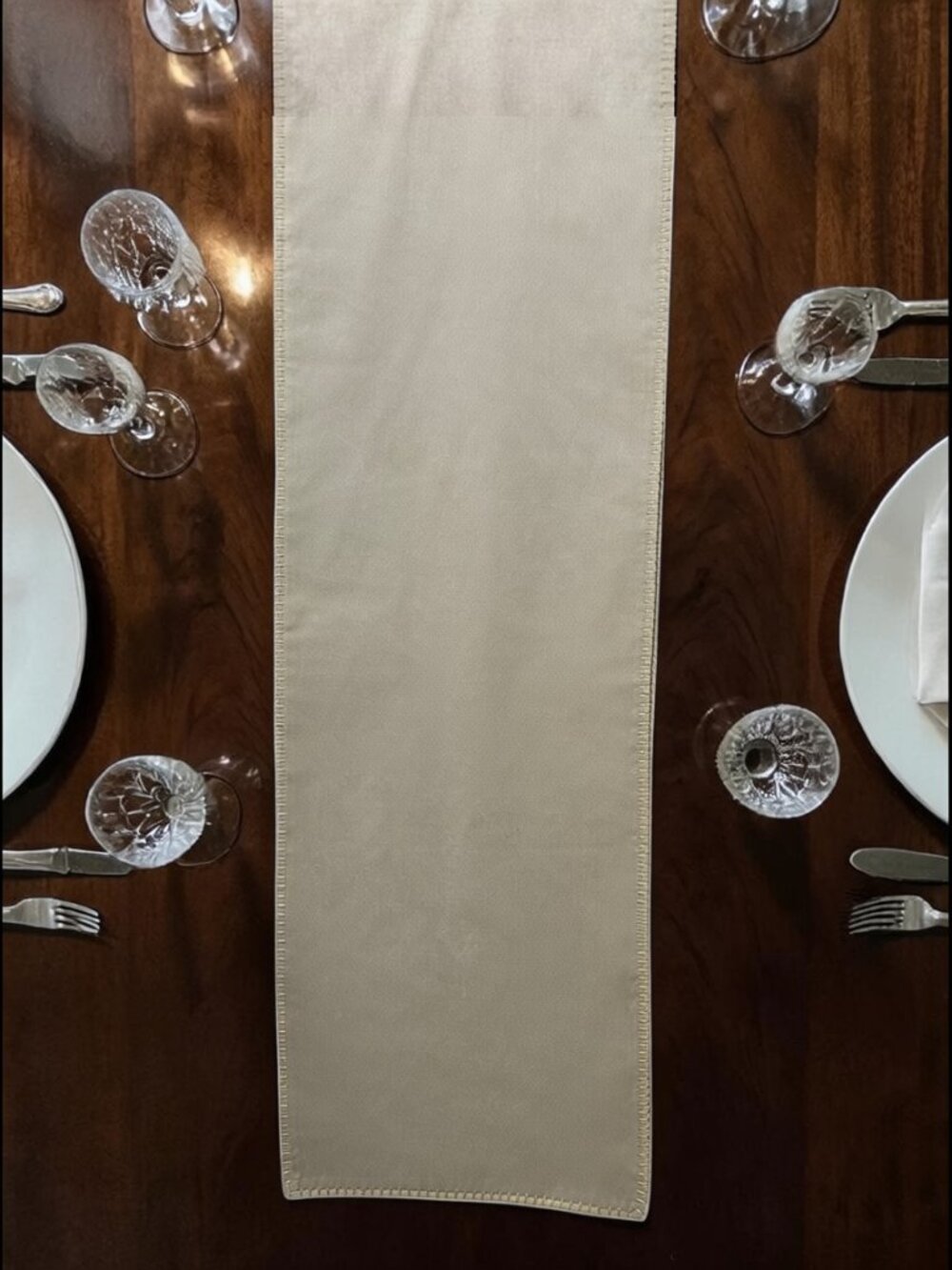 Premium HARRY Velvet Metallic Whipstitch Table Runner New Gray Gold 16x90